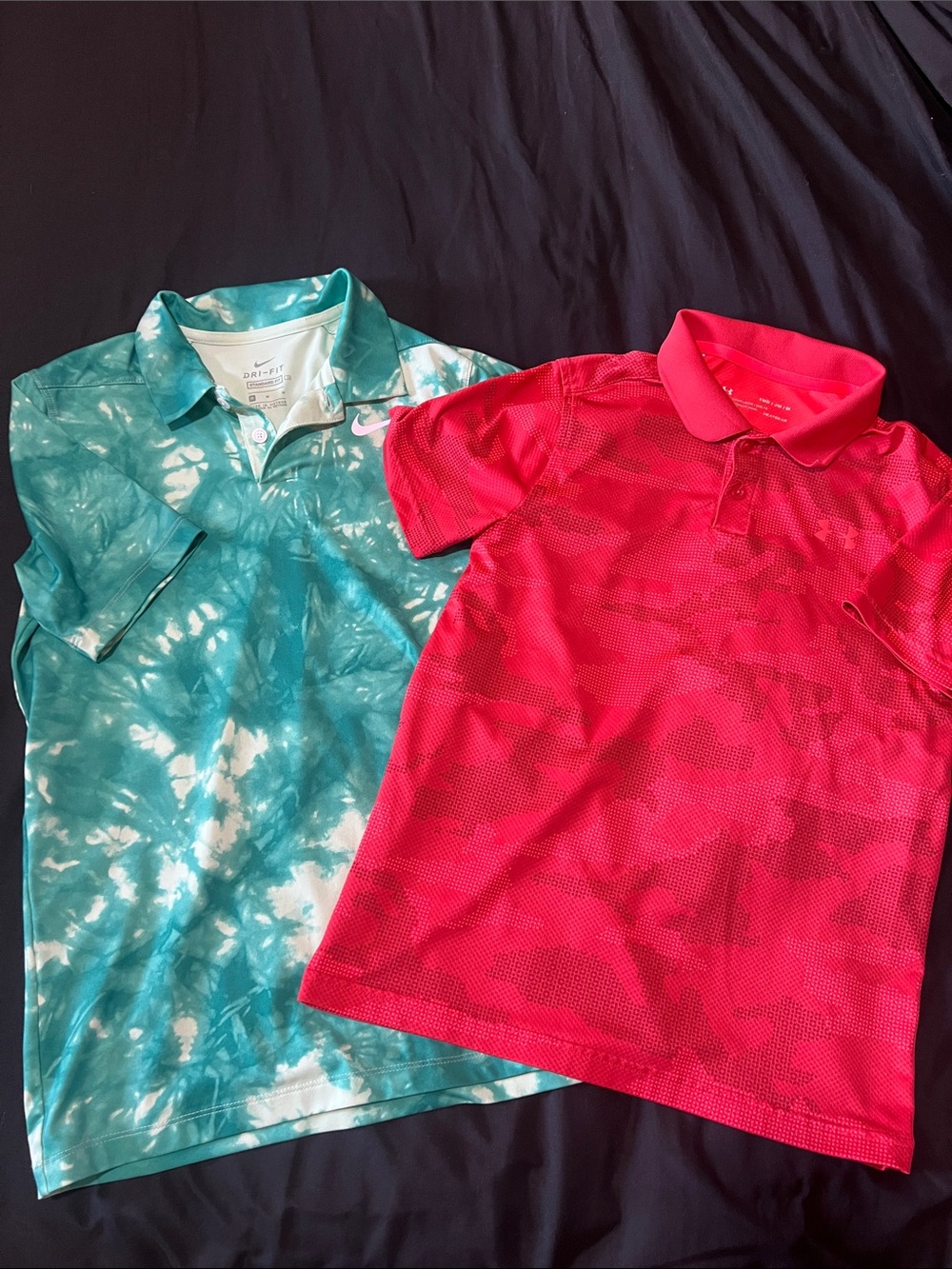 Nike Boys’ Nike & Under Armour Polo - Green Tie-Dye and Orange/Red Camo